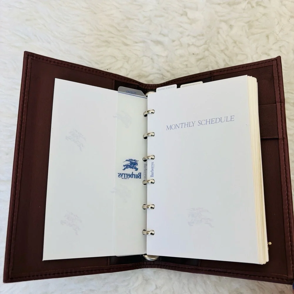 Burberrys London Brown Leather/Khaki Canvas Agenda/ Organizer Wallet
